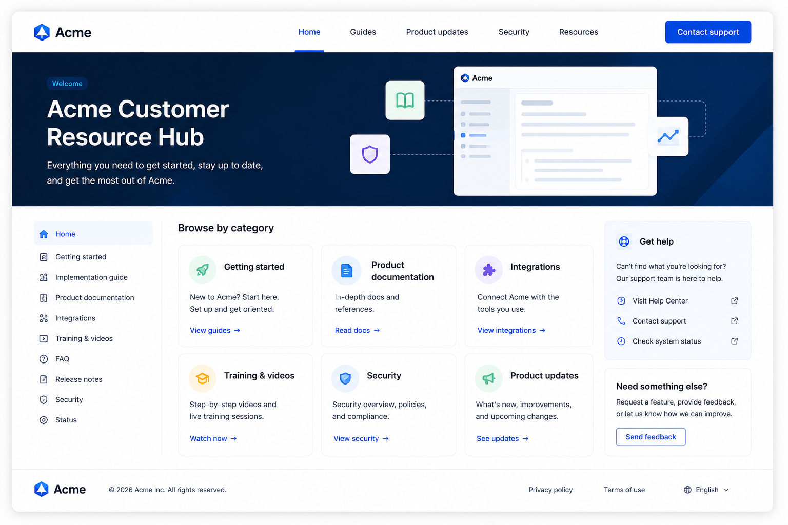 Example customer resource hub published from Confluence